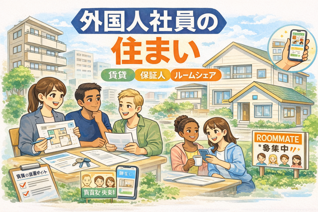 外国人社員の住まい支援（賃貸・保証人・ルームシェア）のアイキャッチ画像